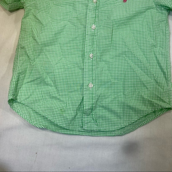Polo Ralph Lauren Boys Green Gingham Shortsleeve Button Down Shirt sz: 4 - Picture 3 of 4